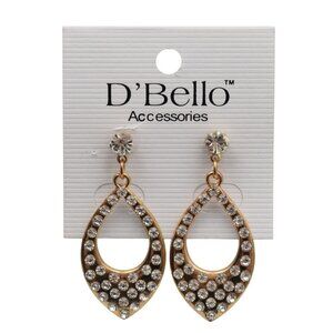 Teardrop Rhinestone Gold Tone Drop Dangle Earrings DBello